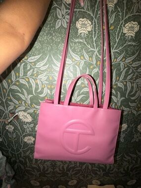 Telfar Pink Leather Medium Shopping Bag